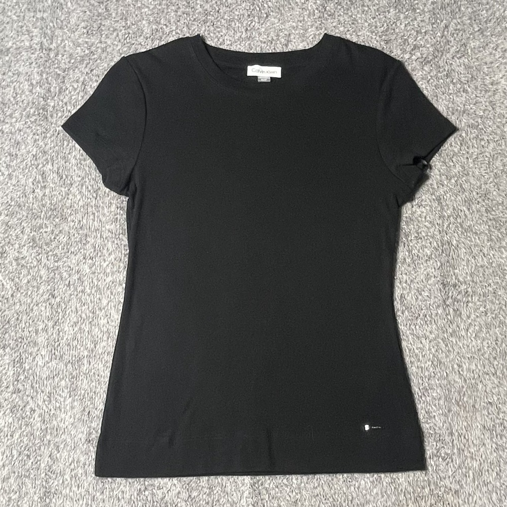 Calvin Klein T-Shirt Womens Small Black Short Sleeve Crew Neck